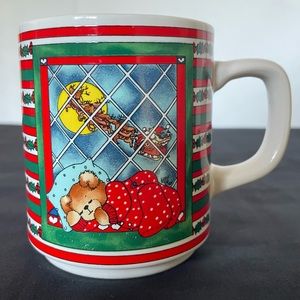 Vintage 1985 Lucy and Me Sleeping Teddy Bear Christmas Mug